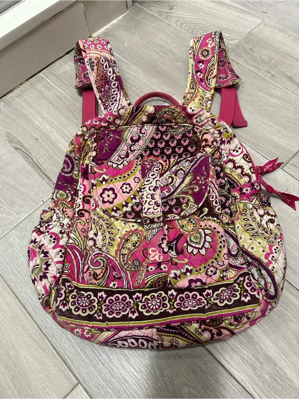 Vera Bradley Quilted Pink Paisley Backpack